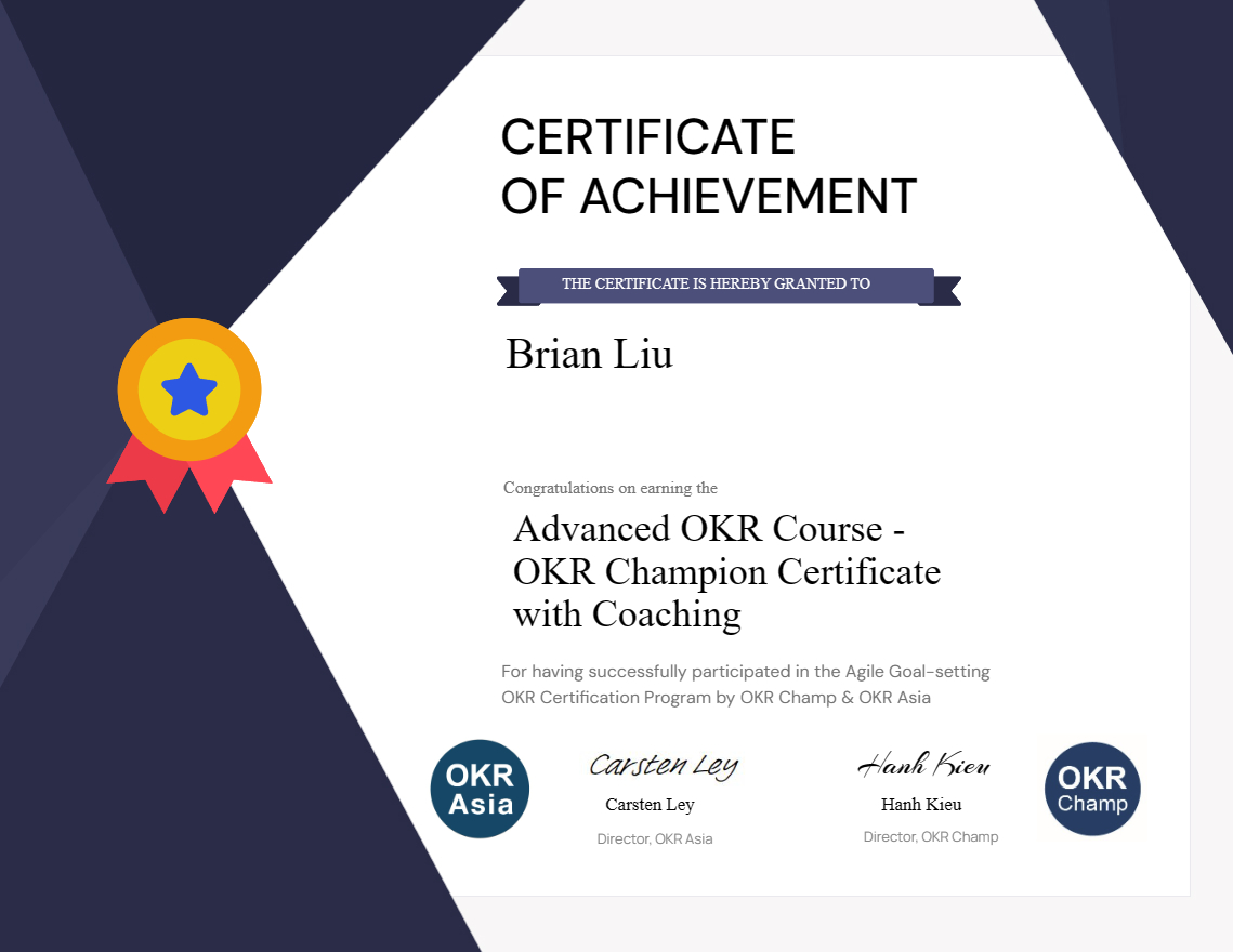 Advanced OKR Course - OKR Champion Certificate with Coaching